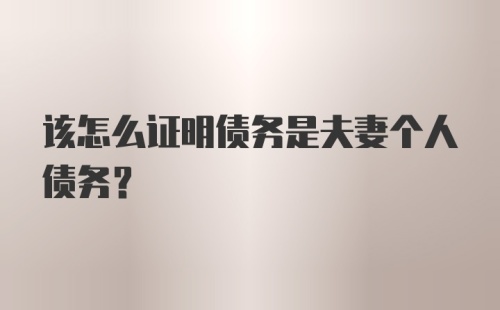 该怎么证明债务是夫妻个人债务？