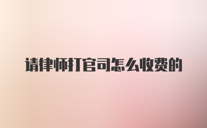 请律师打官司怎么收费的