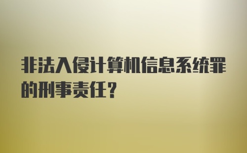 非法入侵计算机信息系统罪的刑事责任？