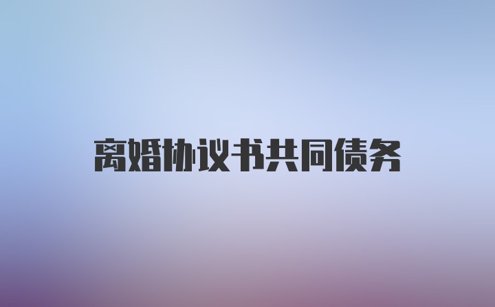 离婚协议书共同债务