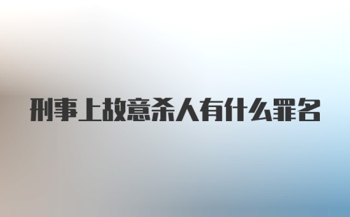 刑事上故意杀人有什么罪名