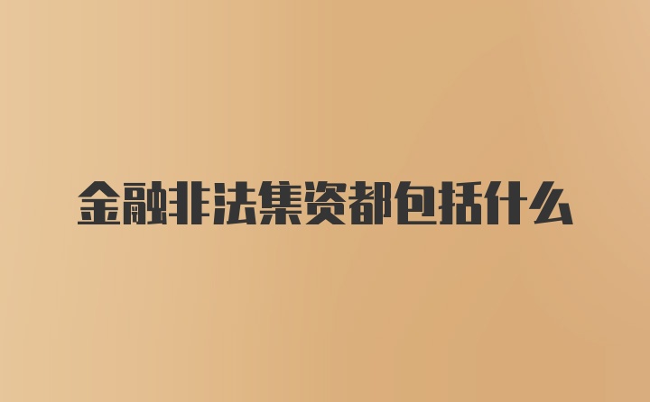 金融非法集资都包括什么