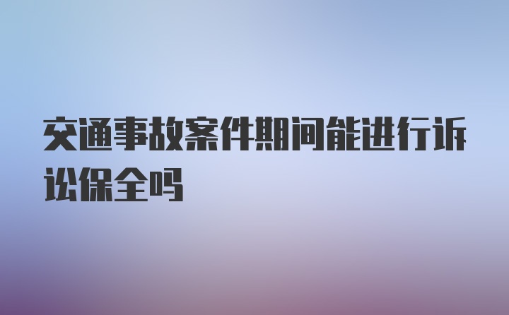 交通事故案件期间能进行诉讼保全吗