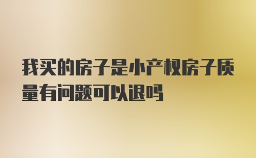 我买的房子是小产权房子质量有问题可以退吗