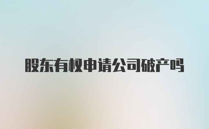 股东有权申请公司破产吗