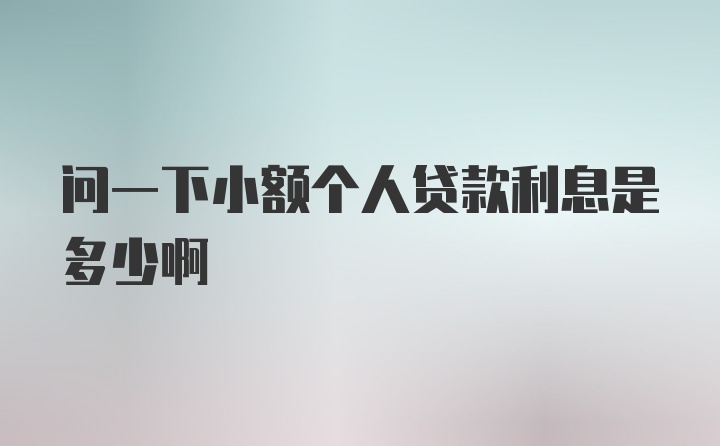 问一下小额个人贷款利息是多少啊