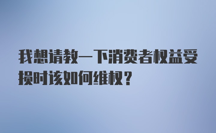 我想请教一下消费者权益受损时该如何维权？