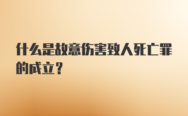 什么是故意伤害致人死亡罪的成立？