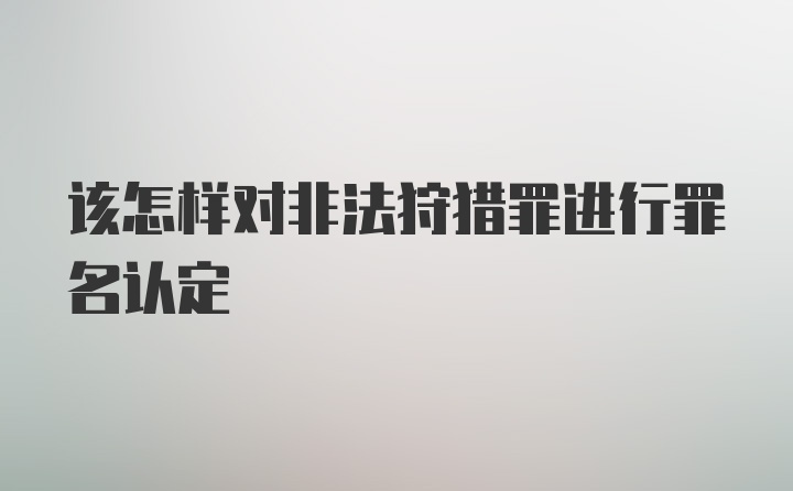 该怎样对非法狩猎罪进行罪名认定