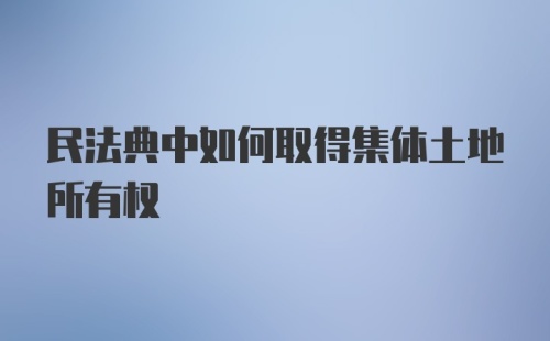 民法典中如何取得集体土地所有权