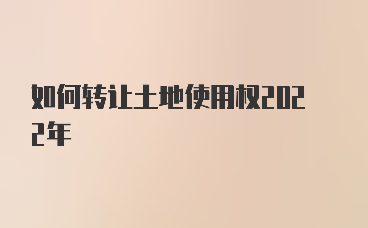 如何转让土地使用权2022年