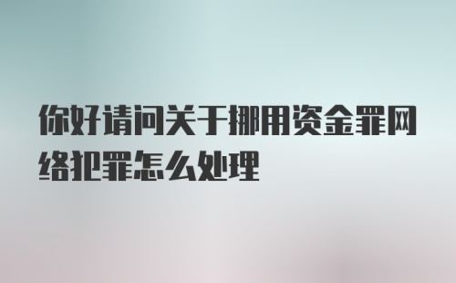 你好请问关于挪用资金罪网络犯罪怎么处理