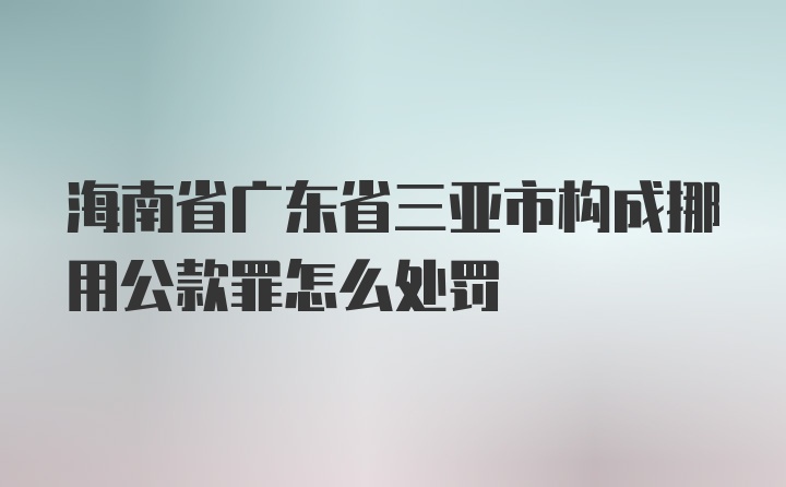 海南省广东省三亚市构成挪用公款罪怎么处罚