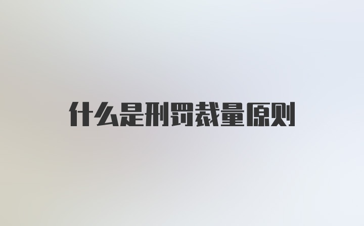 什么是刑罚裁量原则