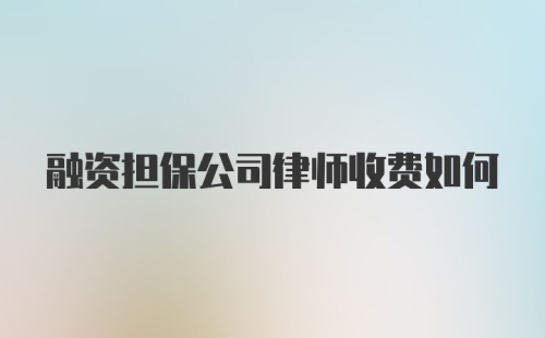 融资担保公司律师收费如何