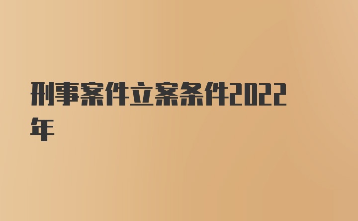 刑事案件立案条件2022年