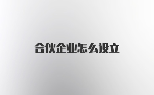 合伙企业怎么设立