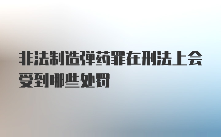 非法制造弹药罪在刑法上会受到哪些处罚