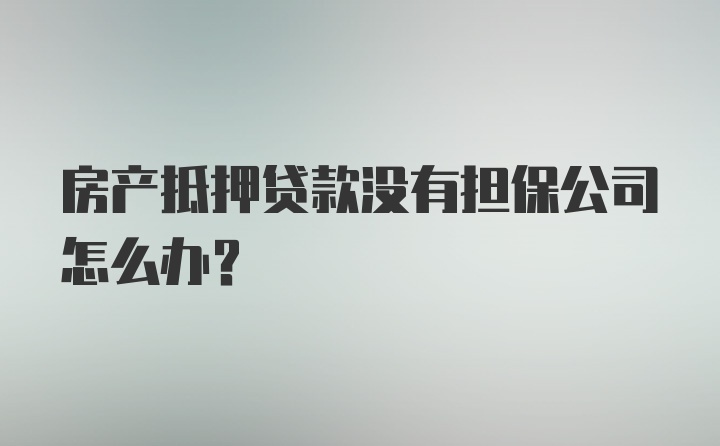 房产抵押贷款没有担保公司怎么办？