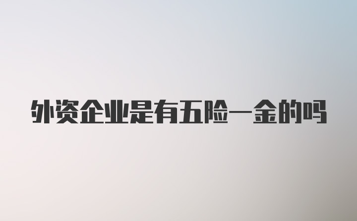 外资企业是有五险一金的吗