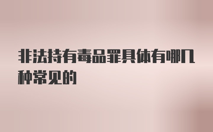 非法持有毒品罪具体有哪几种常见的