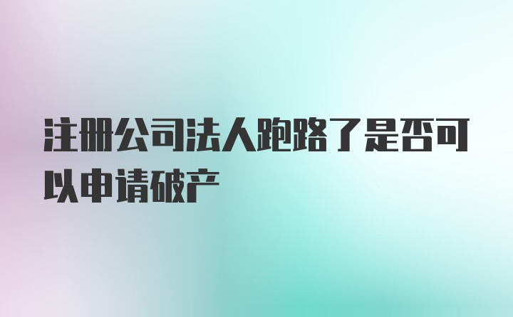 注册公司法人跑路了是否可以申请破产