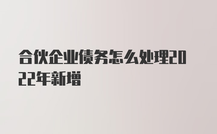 合伙企业债务怎么处理2022年新增