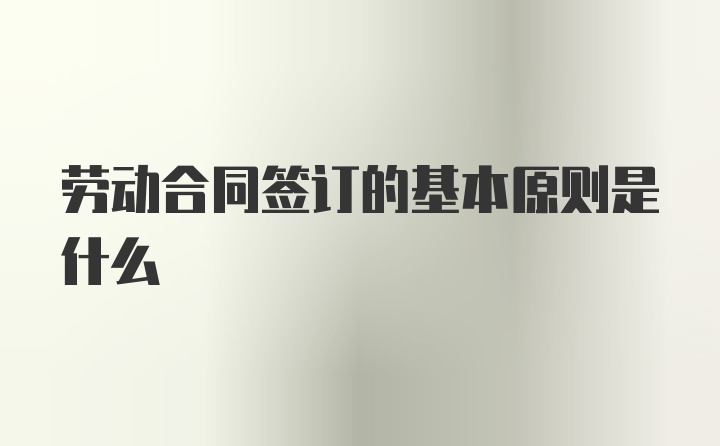 劳动合同签订的基本原则是什么