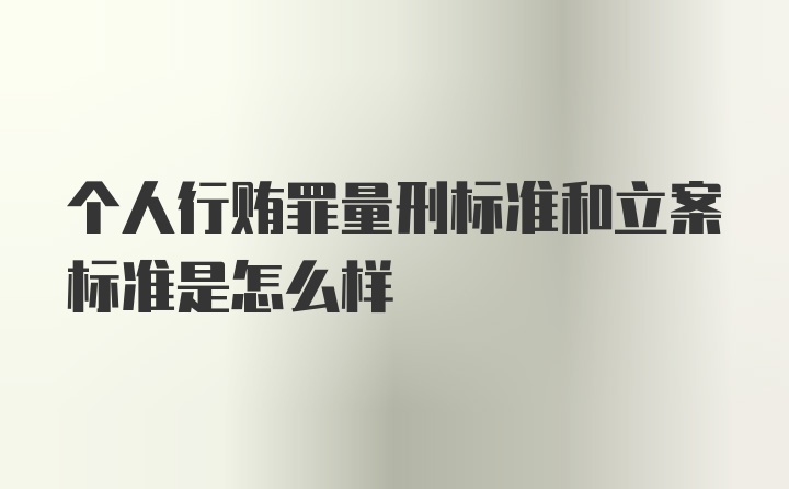 个人行贿罪量刑标准和立案标准是怎么样