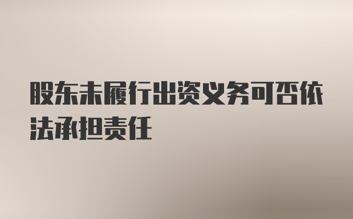 股东未履行出资义务可否依法承担责任