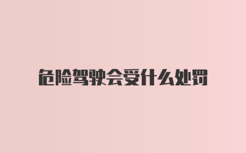 危险驾驶会受什么处罚