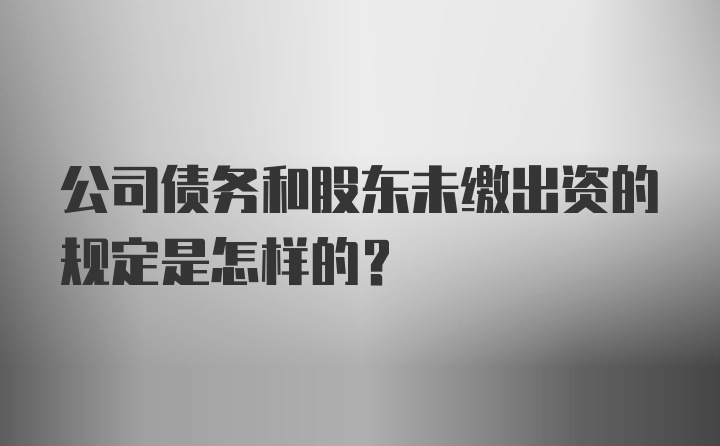 公司债务和股东未缴出资的规定是怎样的?