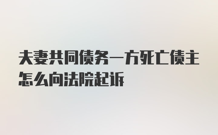 夫妻共同债务一方死亡债主怎么向法院起诉