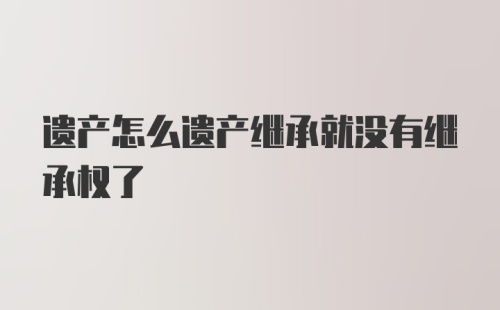 遗产怎么遗产继承就没有继承权了