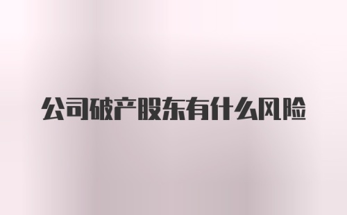 公司破产股东有什么风险