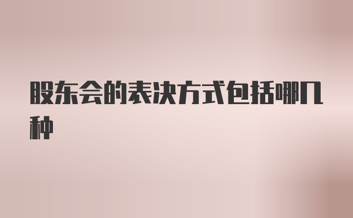 股东会的表决方式包括哪几种