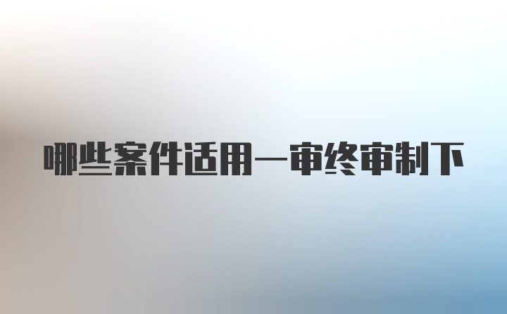 哪些案件适用一审终审制下