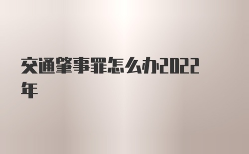 交通肇事罪怎么办2022年