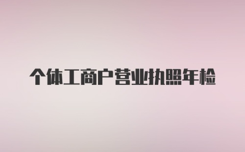 个体工商户营业执照年检