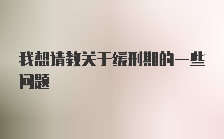 我想请教关于缓刑期的一些问题