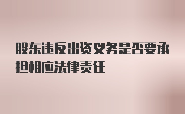 股东违反出资义务是否要承担相应法律责任