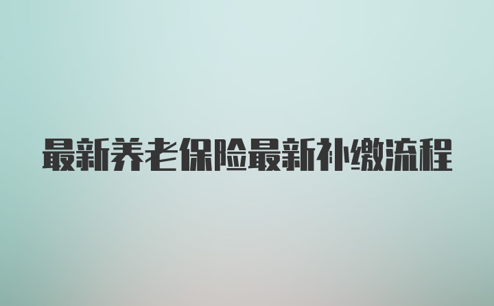 最新养老保险最新补缴流程