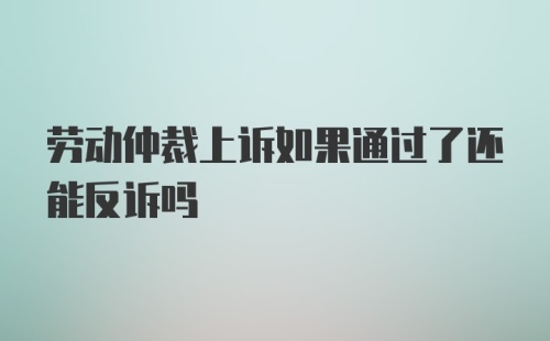 劳动仲裁上诉如果通过了还能反诉吗