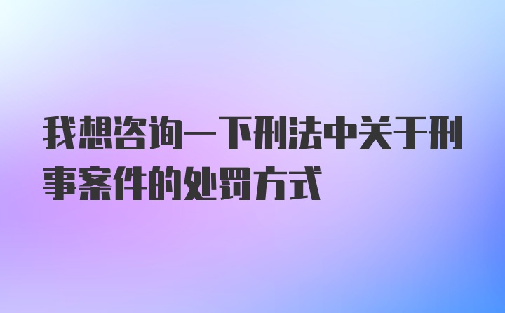 我想咨询一下刑法中关于刑事案件的处罚方式