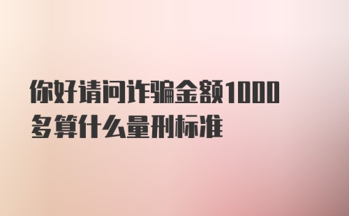 你好请问诈骗金额1000多算什么量刑标准