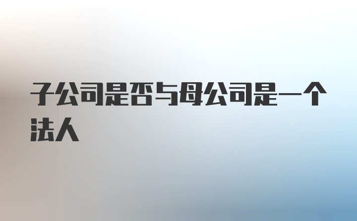 子公司是否与母公司是一个法人