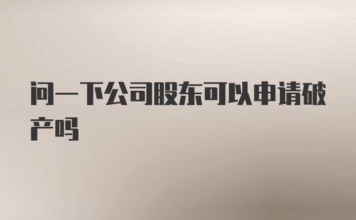 问一下公司股东可以申请破产吗