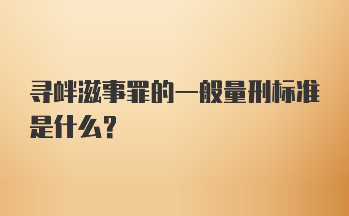 寻衅滋事罪的一般量刑标准是什么？