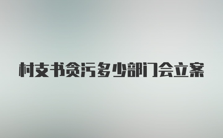 村支书贪污多少部门会立案