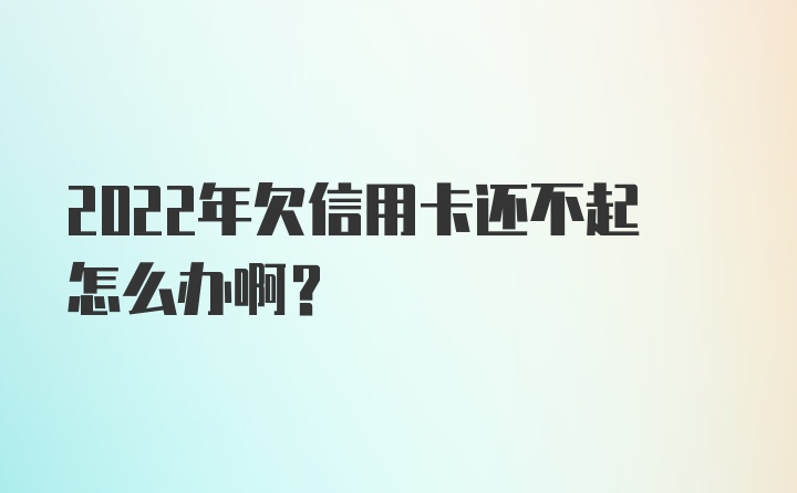 2022年欠信用卡还不起怎么办啊？